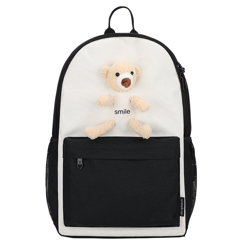Cute Bear Cartoon Backpack - Small, Fresh Oxford Cloth School Bag for Students & Girls