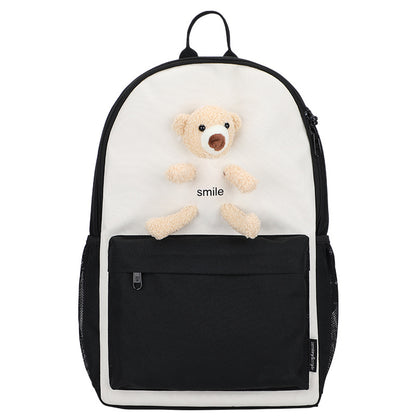Cute Bear Cartoon Backpack - Small, Fresh Oxford Cloth School Bag for Students & Girls
