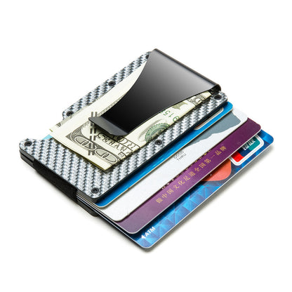 Multifunctional Anti-Theft Carbon Fiber Credit Card Holder & Metal Card Box - Pink Stripe