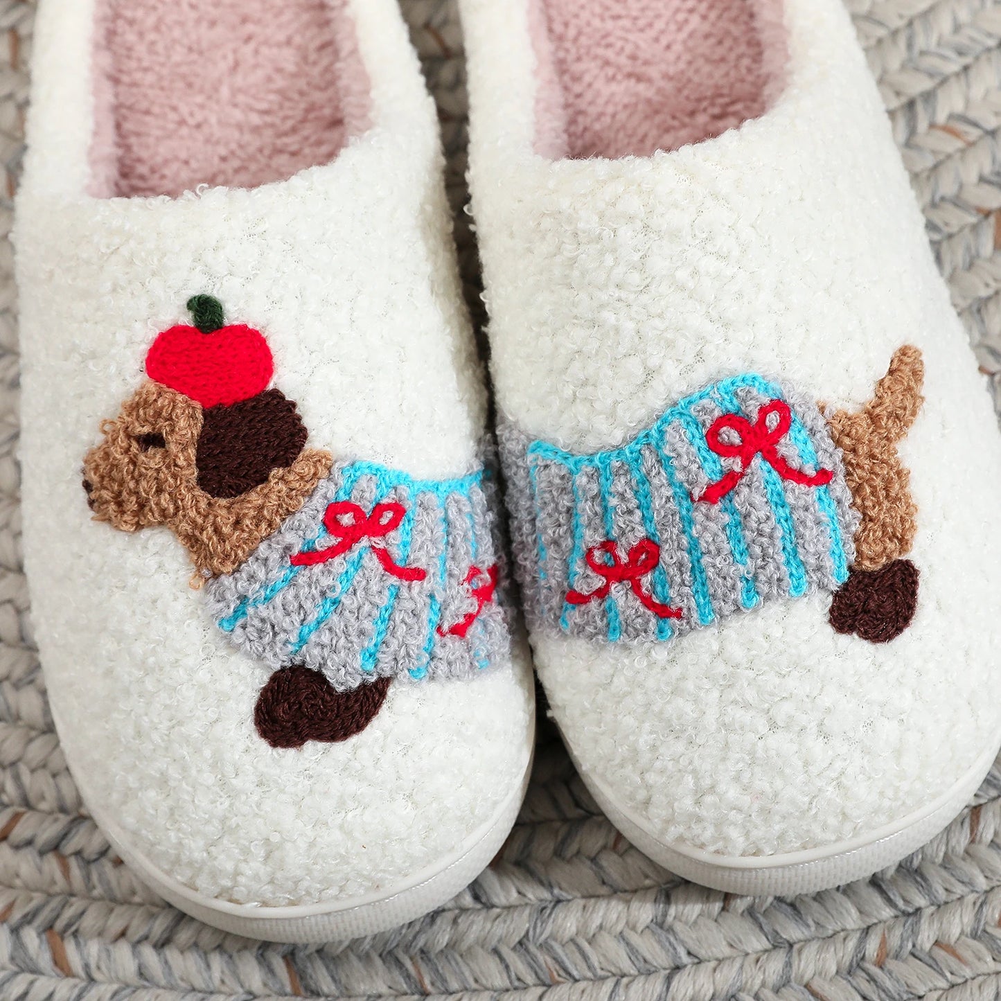 Warm Thick-Soled Woolen Cotton Slippers for Dog Lovers