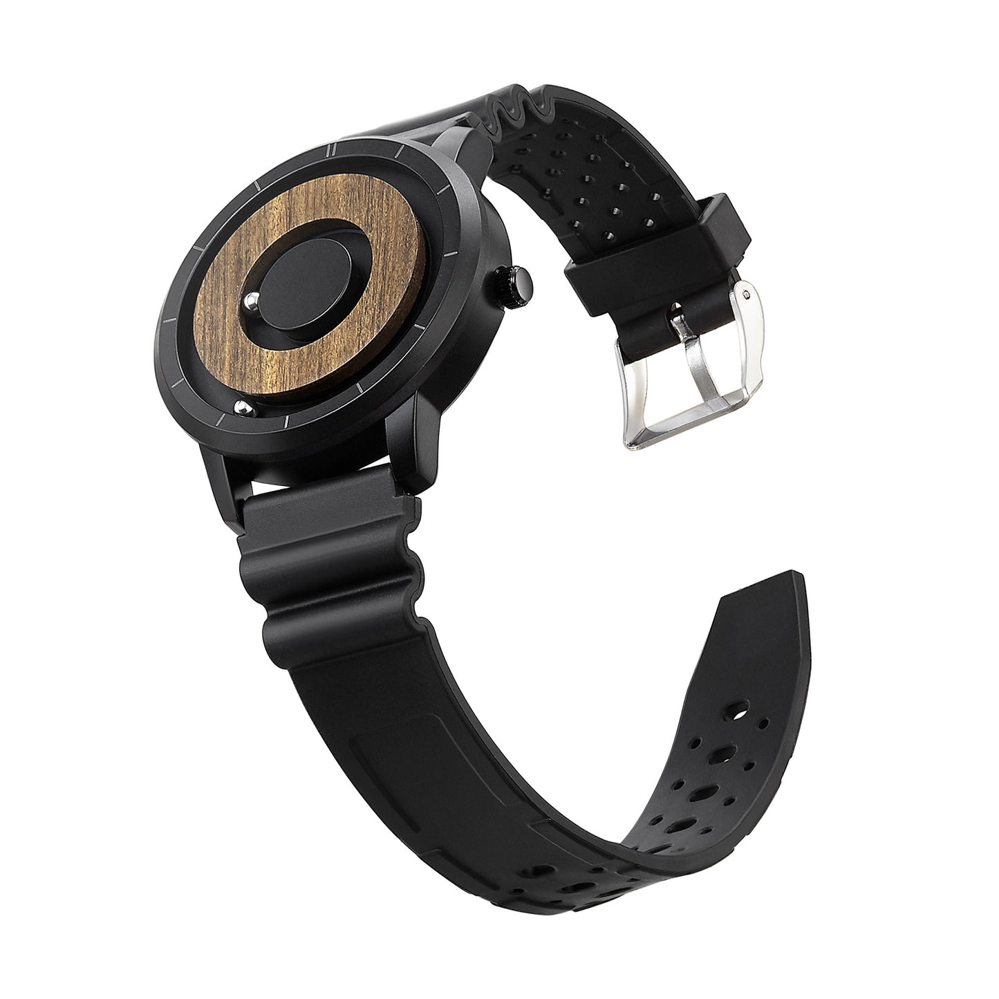 Minimalist Double Steel Ball Magnetic Watch with Wooden Dial Disk