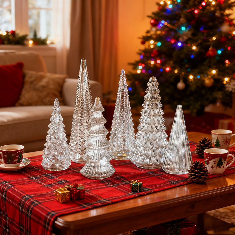 5-Piece 3D Printed Crystal Light-Up Trees with Upgraded LED Glow