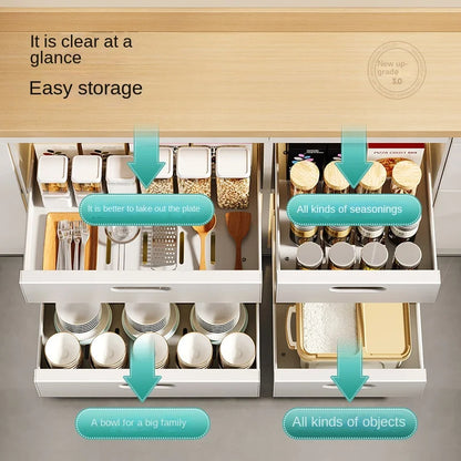 Multi-Purpose Pull-Out Kitchen Drawer Organizer – Sliding Storage Rack for Dishes, Spice Jars & Cabinets