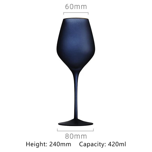 Elegant Frosted Matte Wine Glass with Gold Rim - Luxury Colorful Party Goblets