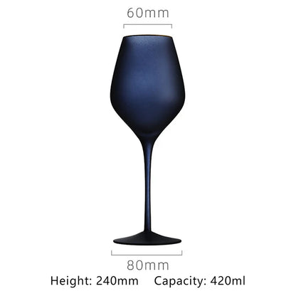 Elegant Frosted Matte Wine Glass with Gold Rim - Luxury Colorful Party Goblets