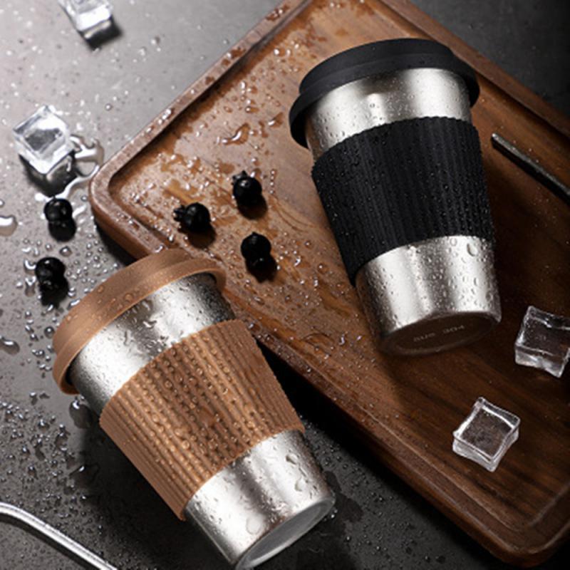 Stainless Steel Insulated Coffee Travel Mug with Black Grip