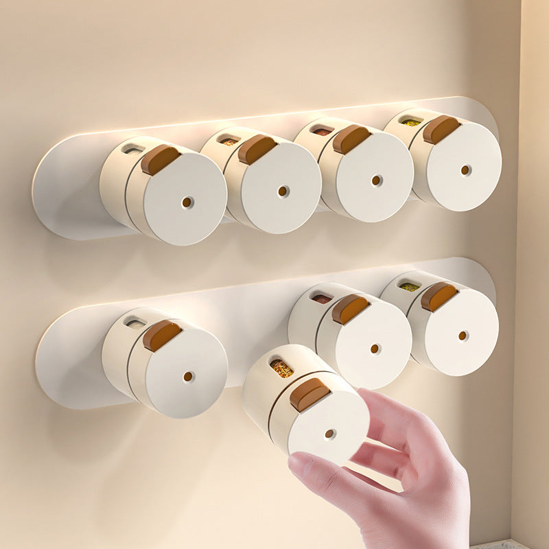 Wall Mounted Magnetic Seasoning Box Set - Quantitative Spice Jars with Magnetic Strip for Space-Saving Kitchen Storage
