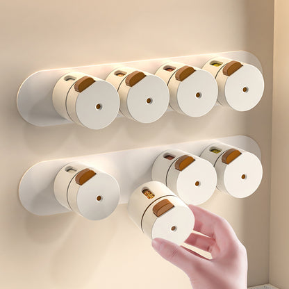 Wall Mounted Magnetic Seasoning Box Set - Quantitative Spice Jars with Magnetic Strip for Space-Saving Kitchen Storage