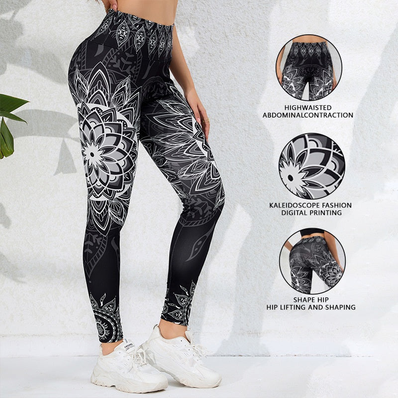 High-Waisted Tummy Control Fitness Workout Leggings - Ankle-Length Tights