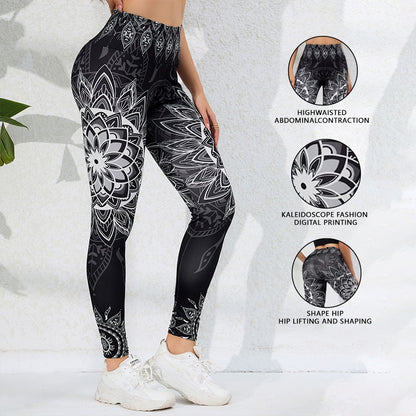 High-Waisted Tummy Control Fitness Workout Leggings - Ankle-Length Tights