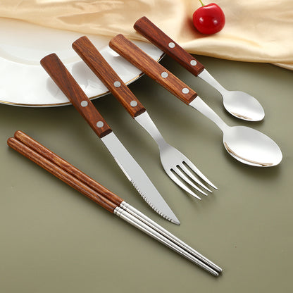304 Stainless Steel Western Cutlery Set with Japanese Rosewood Handle