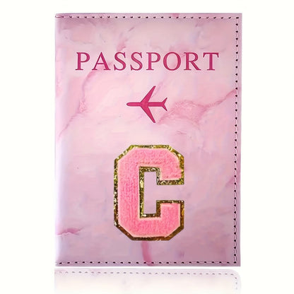 Monogrammed Pink Marble Effect Passport Clip