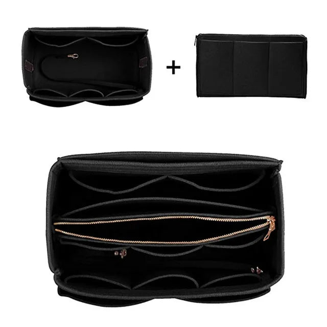 Multi-Pocket Women's Makeup Bag – Felt Purse Organizer Insert for Handbags