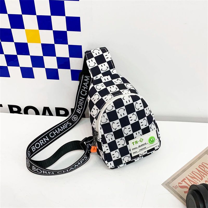 Kids' Lightweight Plaid Chest Bag - Contrast Color Messenger & Waist Bag for Outdoor Play