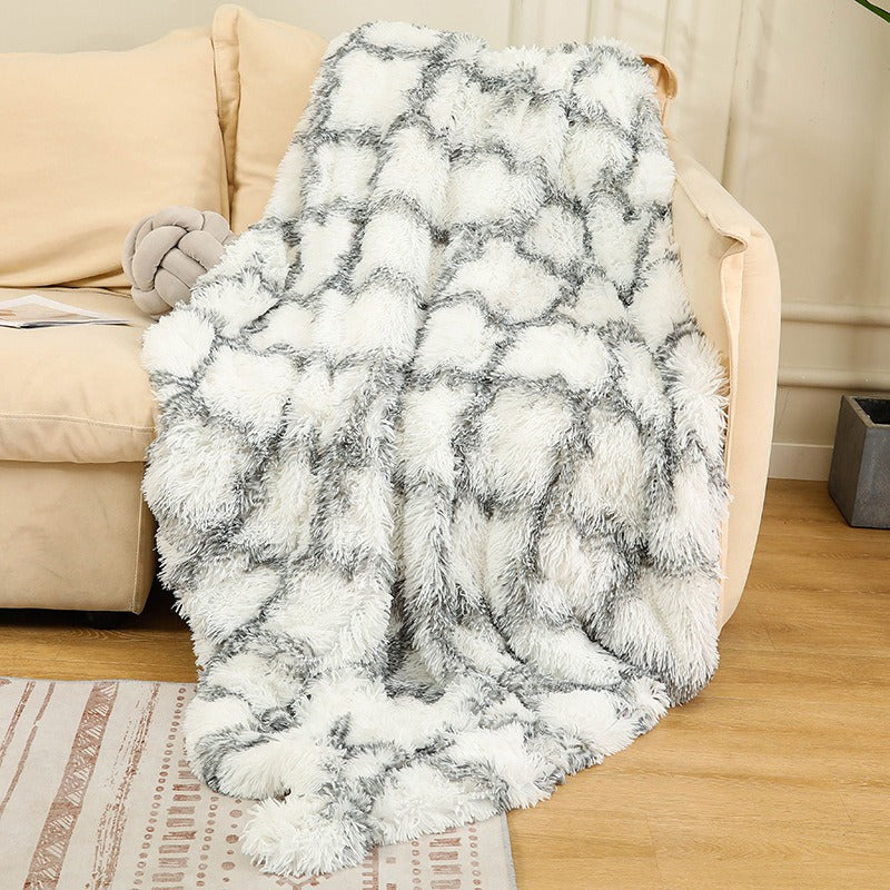 Colorful Rainbow Tie-Dye Plush Blanket – Ultra Soft Nordic Style Fuzzy Throw for Sofa, Office & Nap Time