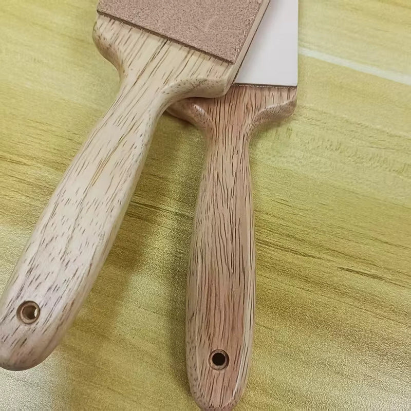 315mm Double-Sided Knife Sharpening Strop - Leather Polishing Belt with Composite Wooden Handle
