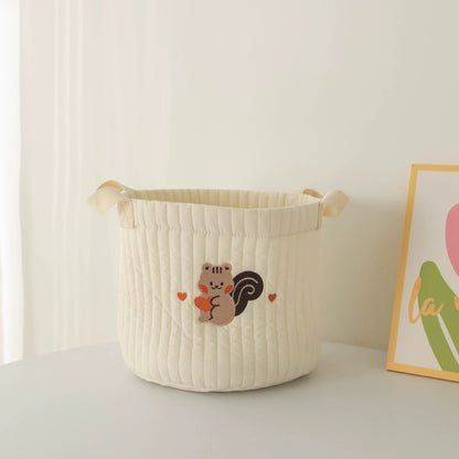 Cute Quilted Baby Storage Basket - Multi-Purpose Toy & Diaper Organizer Bag
