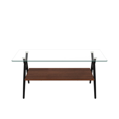 Modern Glass & Wood Accent Coffee Table