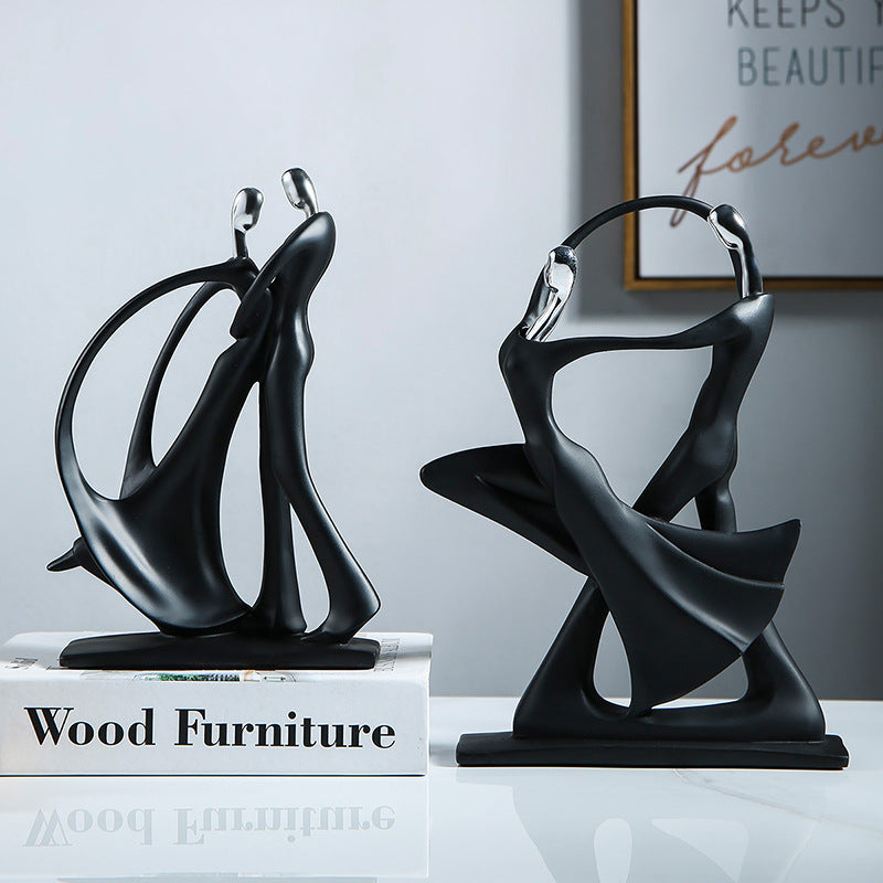 Creative Artistic Figure Ornament – Luxury Black Abstract Figurine for Living Room
