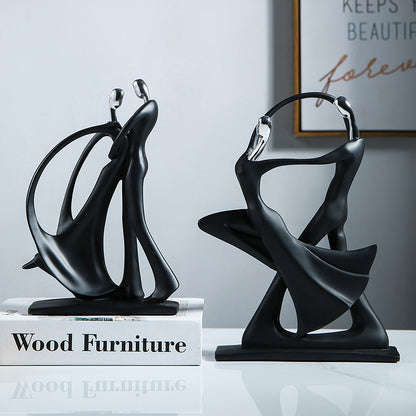 Creative Artistic Figure Ornament – Luxury Black Abstract Figurine for Living Room