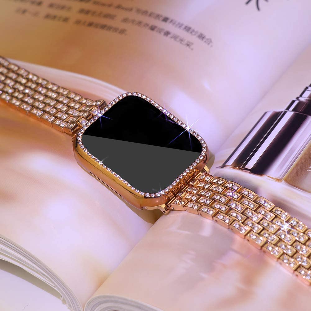 Women's Bling Rhinestone Band for iWatch Series 8 7 6 SE 5 3 - Elegant Metal Bracelet 40mm 41mm 44mm 45mm