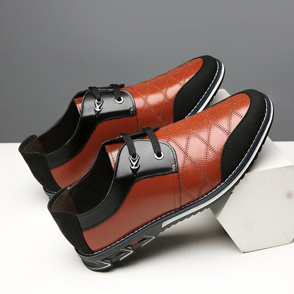 Men's Casual Leather Shoes - Korean Version Trendy Quilted Blue Sneakers