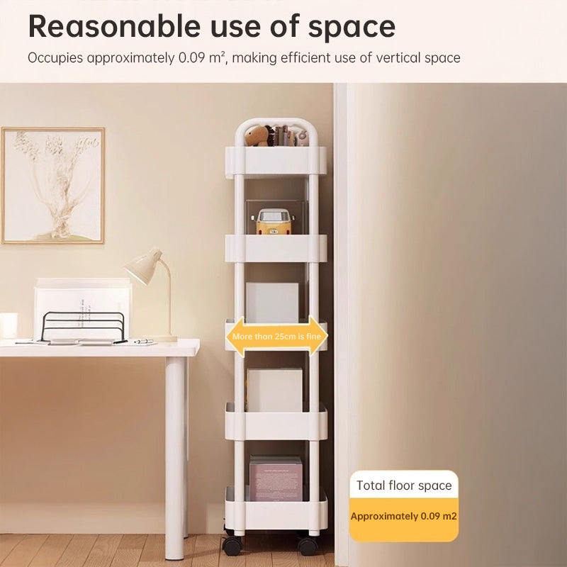 Multi-Layer Wheeled Utility Cart | Rolling Storage Shelf for Home, Kitchen, Bathroom (Snacks, Books)
