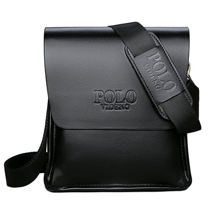 Men's Black Faux Leather Saddle Crossbody Shoulder Bag with Zipper