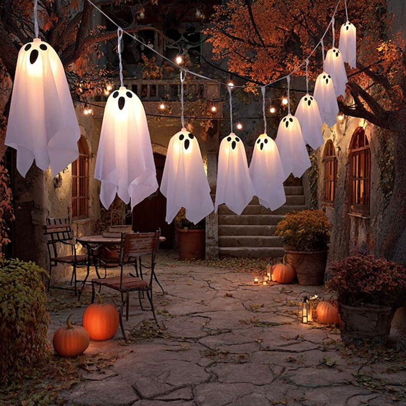 Halloween Ghost String Lights with 8 Modes / Waterproof Indoor/Outdoor Decor for Haunted House, Party, and Porch