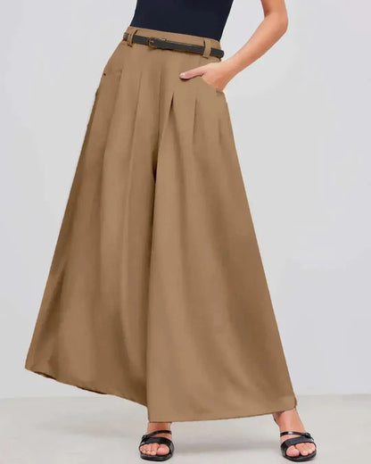 Elegant Wide-Leg Trousers - Casual Loose Fit Flowy Pants