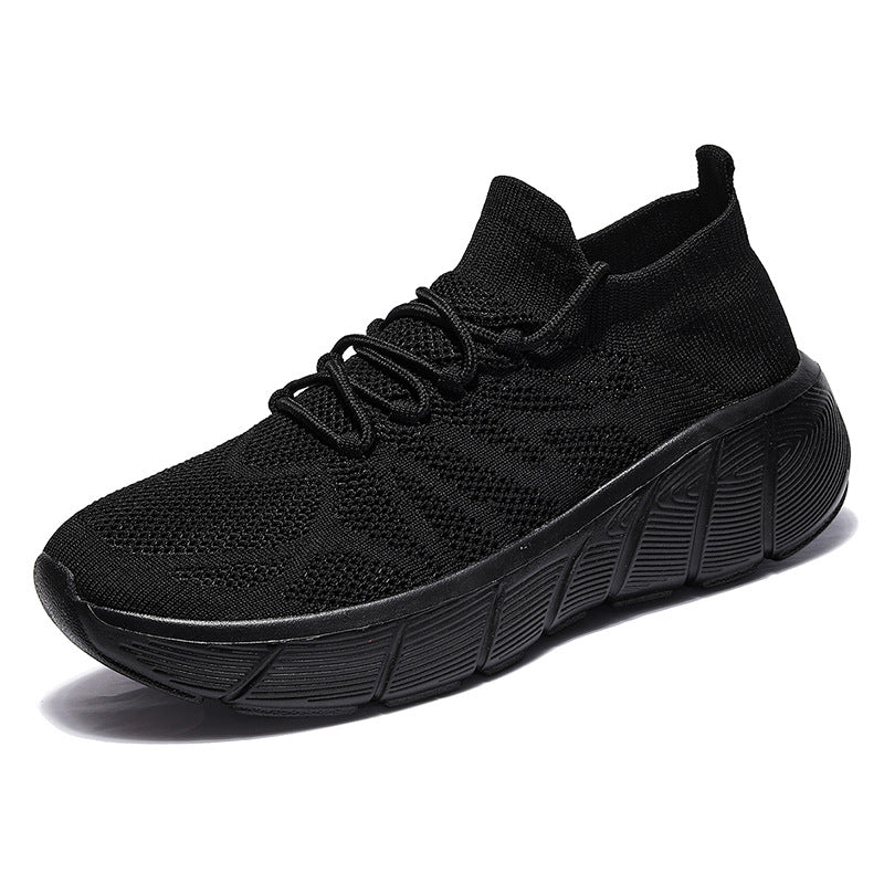Unisex Casual Flyknit Socks Shoes with Thick Sole (Couple/Student Fashion)