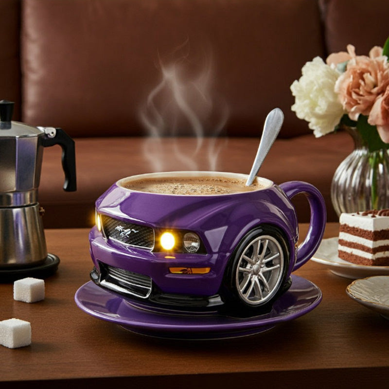 Handmade Mustang Car-Shaped Coffee Mug - Creative Stainless Steel Novelty Office Cup