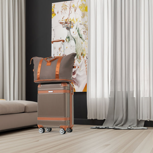 3-Piece Hardshell ABS Suitcase Set with Double Spinner Wheels & TSA Lock - Copper