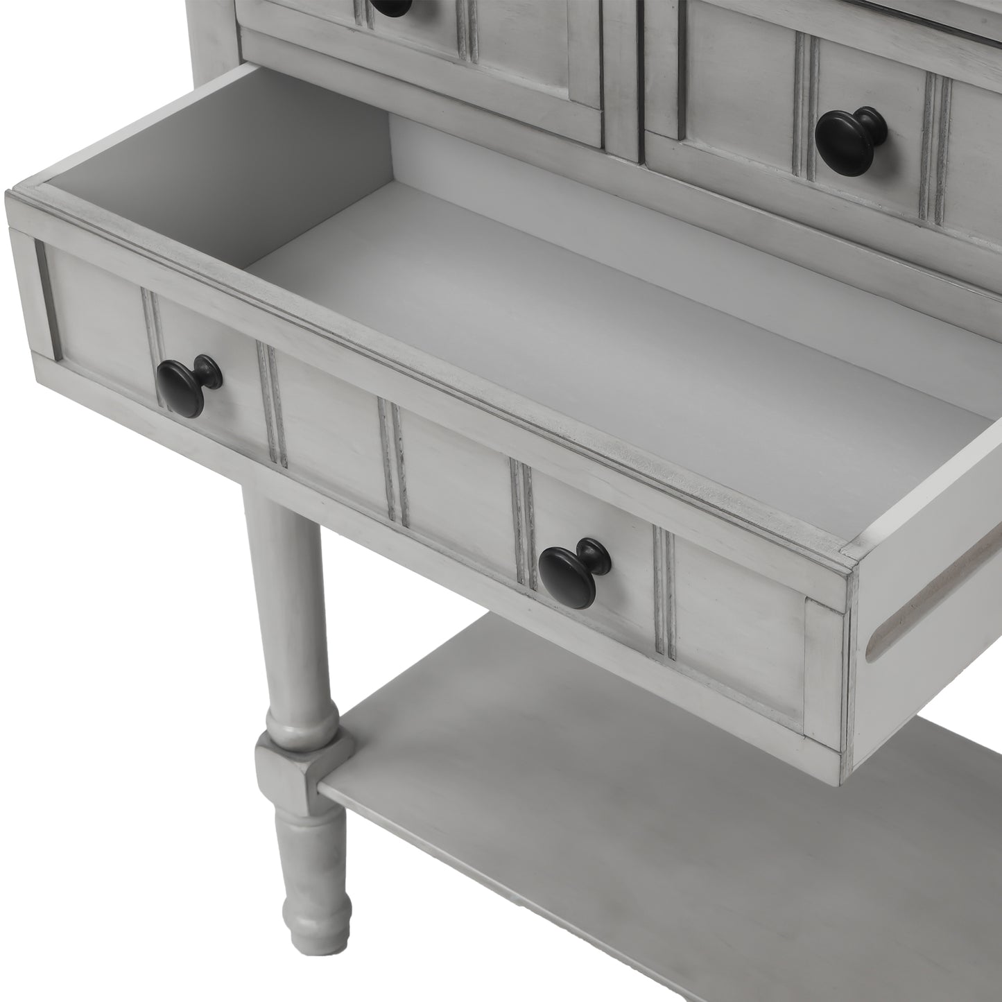 Narrow Console Desk/Sofa Table with Three Drawers (Grey Washed)