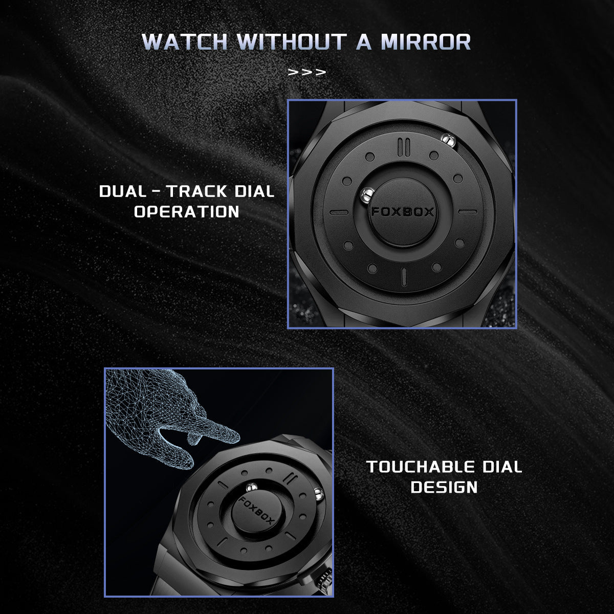 FOXBOX Men's High-Tech Magnetic Levitation Concept Watch (All Black).