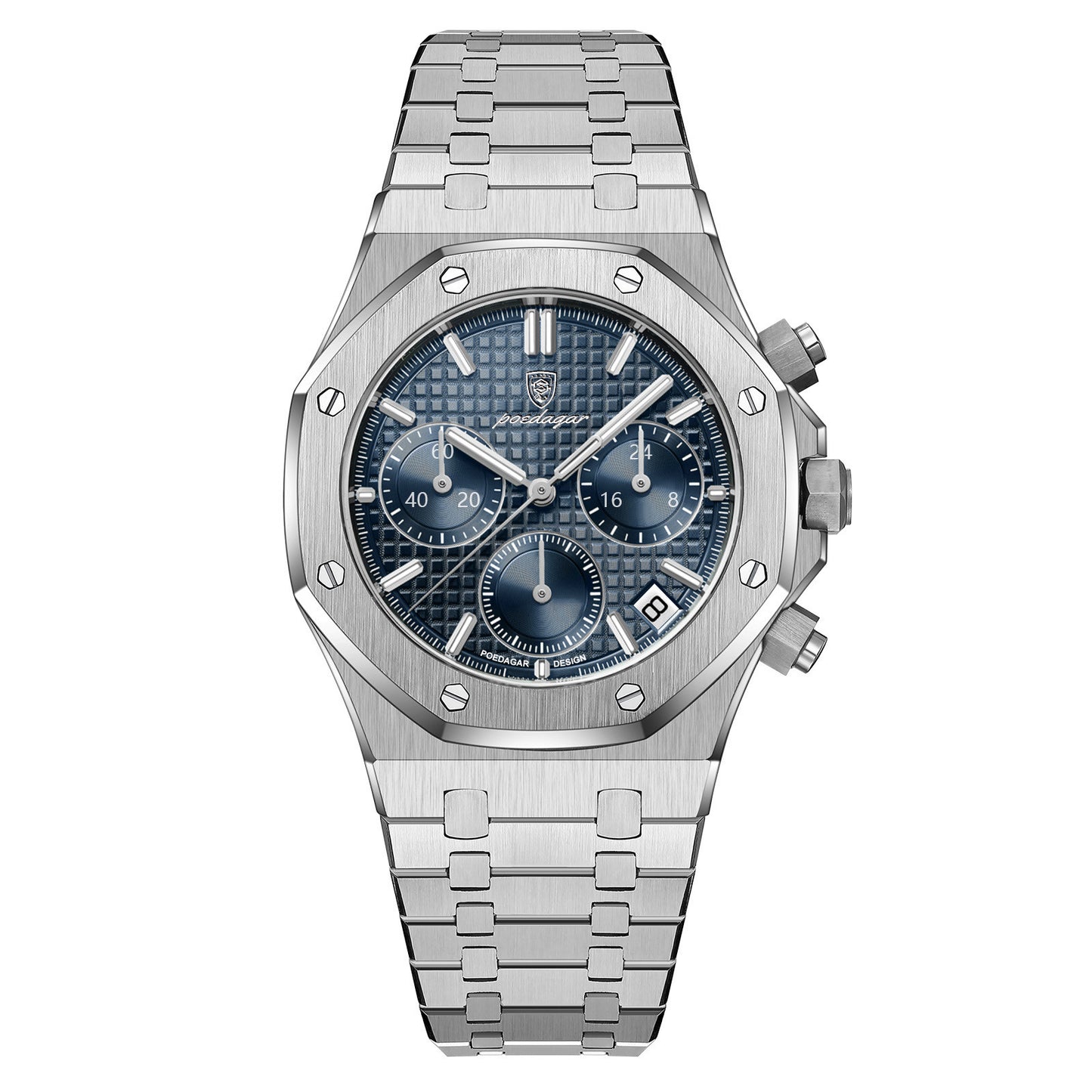 Luxury Men's Chronograph Quartz Watch - Stainless Steel Sports Wristwatch