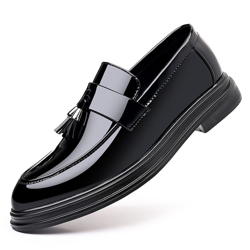 Men's Tassel Leather Loafers - Glossy Business Formal Slip-On Shoes