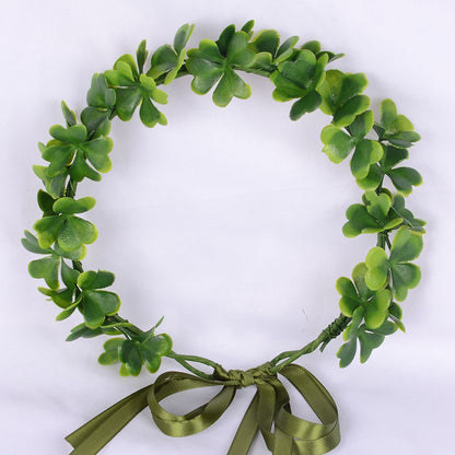 Boho Rustic Green Foliage Wreath with Ribbon Tie