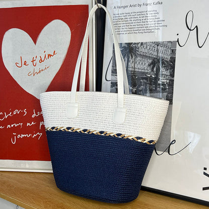 Women's Summer Straw Tote Bag & Wide-Brim Sun Hat Set