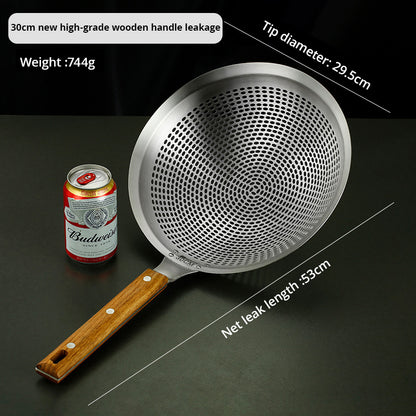 Large Stainless Steel Spider Strainer Skimmer with Wooden Handle for Frying and Cooking