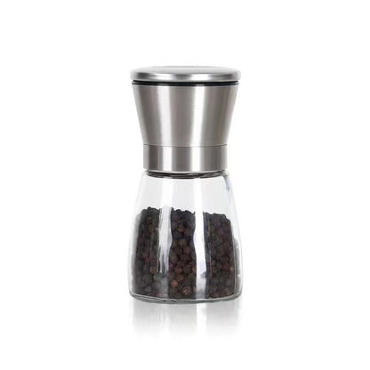 Manual Stainless Steel Salt and Pepper Grinder - Adjustable Coarseness Glass Spice Mill & Seasoning Bottle