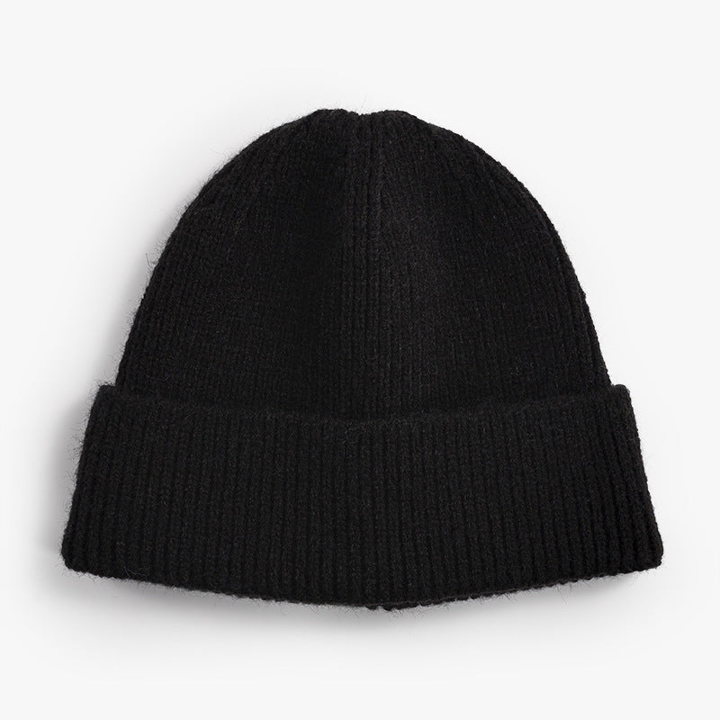 Men's Solid Color Ribbed Beanie Hat | Thick Warm Knitted Woolen Cap for Winter & Outdoors