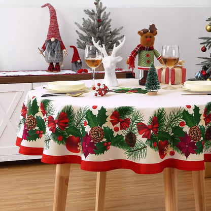 Festive Christmas Table Runner - Pine Holly Needle Holiday Dining Decor