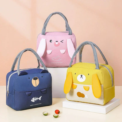 Portable Cartoon Insulated Thermal Lunch Bag for Kids & Adults - Cute Animal Picnic Cooler Tote