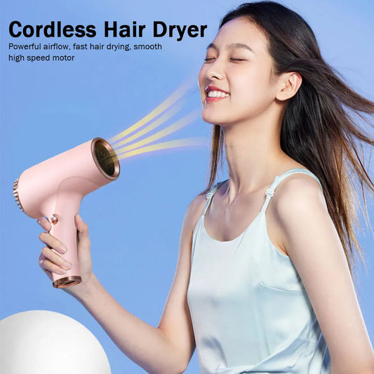 2600mAh Cordless Portable Hair Dryer – USB Rechargeable Anion Blow Dryer for Travel & Home