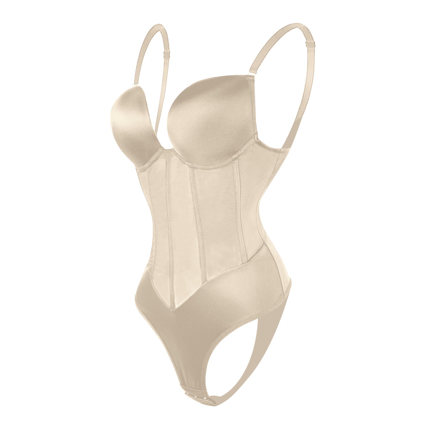 Deep V Backless Shapewear Bodysuit - Tummy Control Thong Shaper