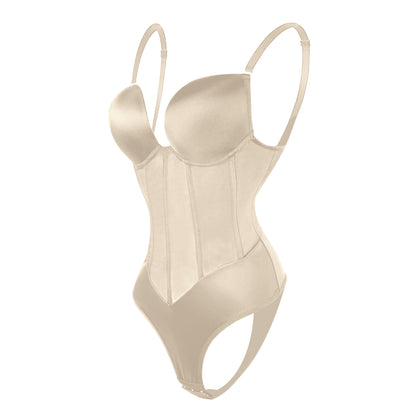 Deep V Backless Shapewear Bodysuit - Tummy Control Thong Shaper