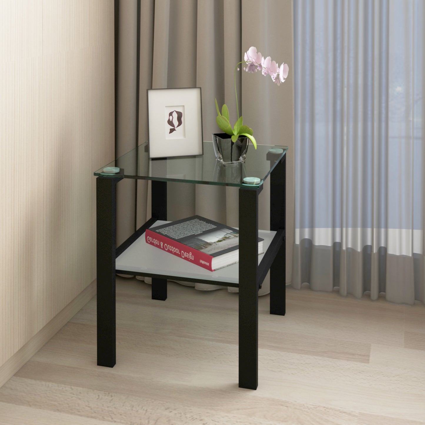 Two-Tier Round Glass Side Table