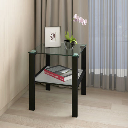 Two-Tier Round Glass Side Table