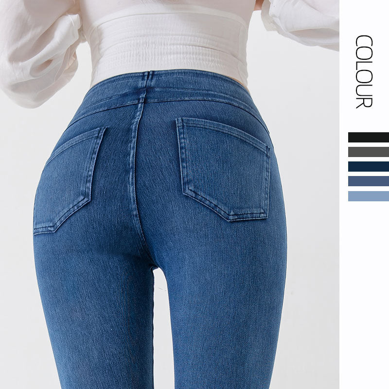 Slim Fit Denim-Style Capri Leggings - Casual High Stretch Yoga Trousers for Women